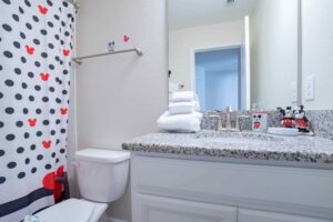 Champions Gate Magical Retreat upstairs kids bathroom Minnie and Mickey mouse themed