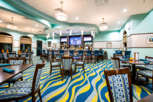 Dining area inside the ChampionsGate clubhouse grille