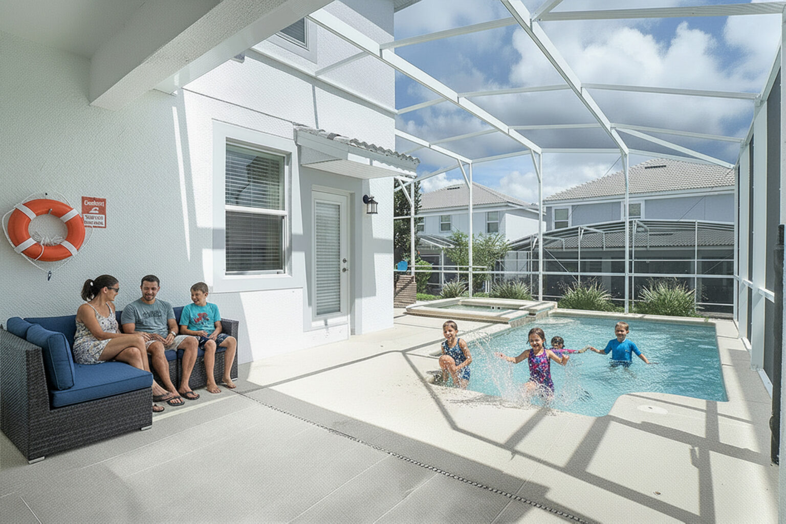 Magical Retreat patio; AI-enhanced lifestyle image